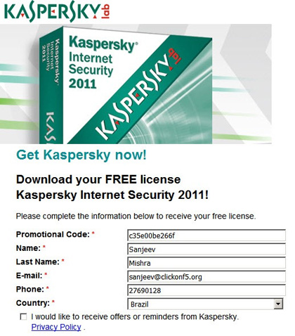 kaspersky internet security 2011 (10 year license key)